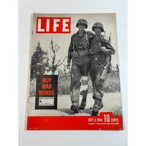 LIFE Magazine July 3 1944 WWII War Bonds Cover Vintage Coca Cola Ad Joe Is Home